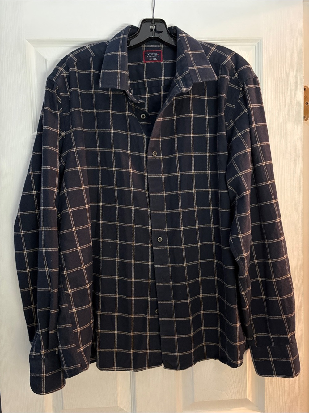 UNTUCKit Men's Navy Plaid Button-Front Shirt Jacket